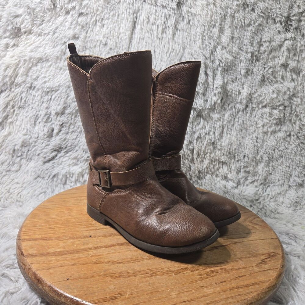 Oshkosh Girl Toddler Zip Up Cowgirl Boots Size 1M “Lumi” Brown Calf High Fashion